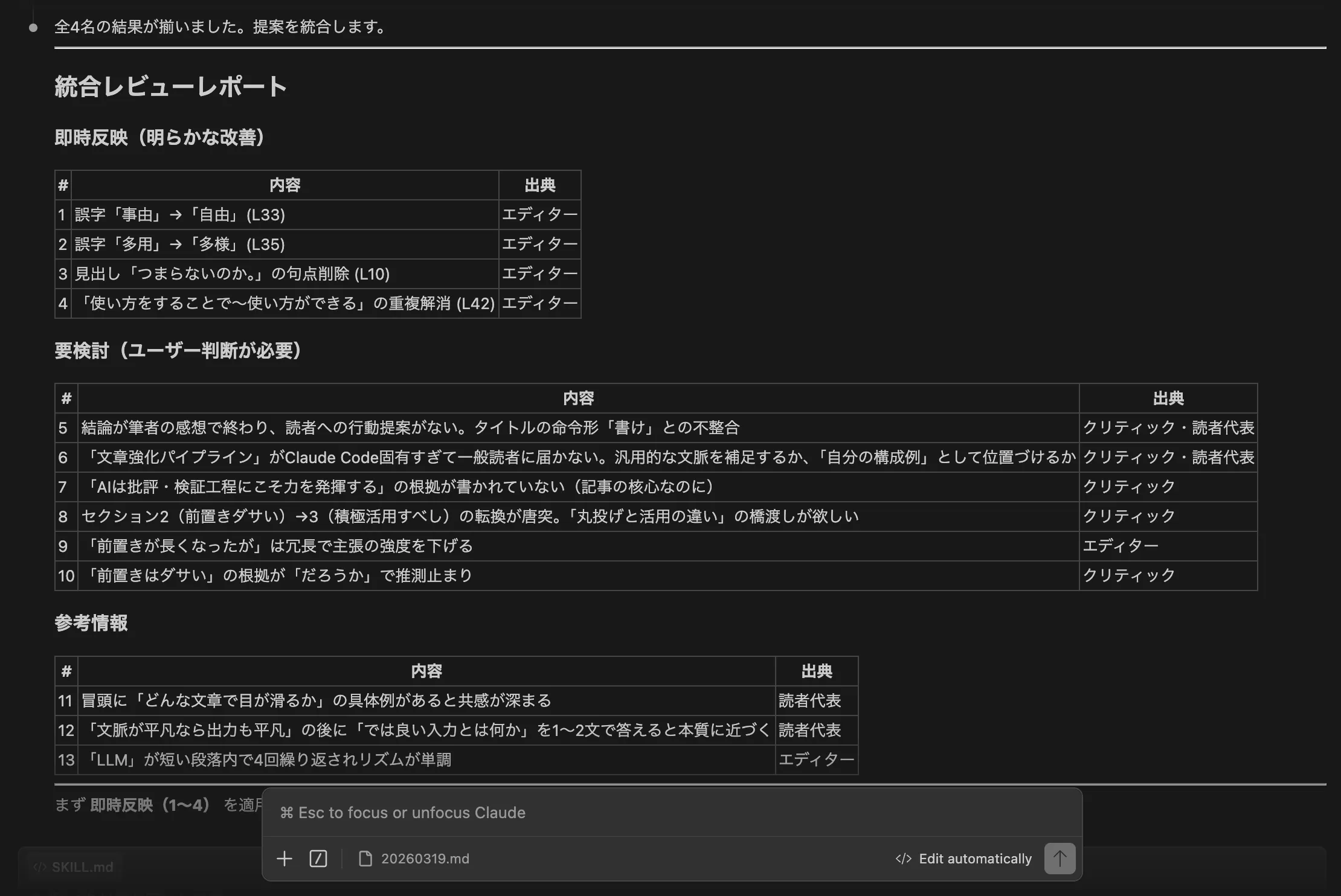 レビューレポートの例